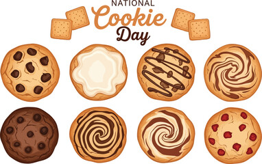 Delicious assortment of sweet cookies and biscuits celebrating National Cookie Day