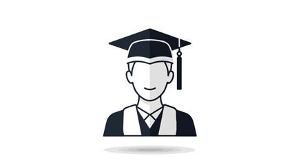 Line art illustration showcasing an individual in graduation attire against a clean white background design for academic achievements