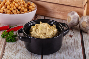 Natural organic homemade chickpea hummus