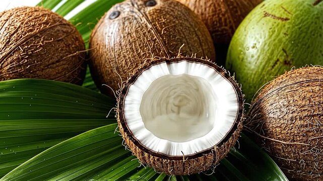 Tropical Coconut Fruit | Fresh Organic Coconut Open with White Cream & Natural Flavor
