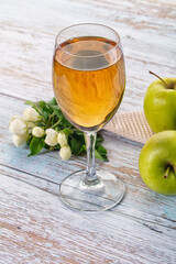 Apple yellow juice in the glass