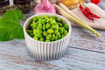 Edamame beans in the bowl