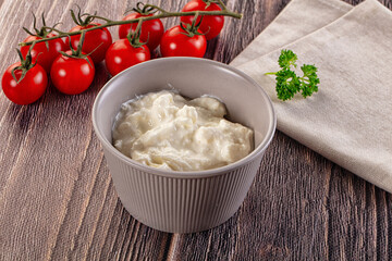 Italian delicous stracciatella young soft cheese