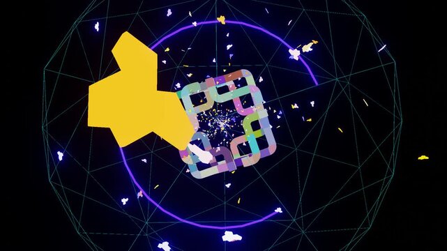 abstract moving movement animation cuboid shapes flying out motion graphics HD video black background 10 seconds