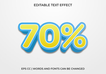 Editable 70% Off Text Effect, Bold 3D Typography for Discount Promotions