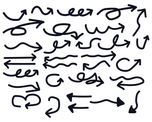Collection of Hand-Drawn Arrows in Various Directions