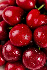 Fresh Red Cherries with Water Droplets - Juicy Summer Fruit Close-up