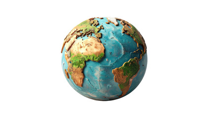 Detailed 3D model of Earth, showing continents and oceans