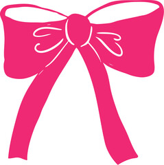 Pink ribbon bow vector illustration isolated on white background