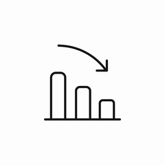 declining bar chart icon sign vector