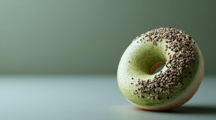 Green donut with seeds