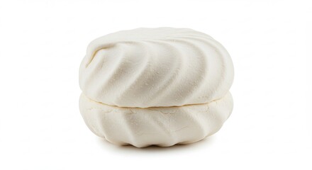 Obraz premium A single white marshmallow with a swirl pattern on a white background.