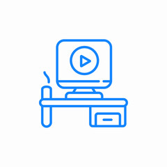 desk monitor video icon sign vector