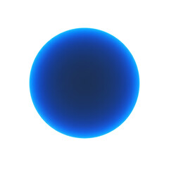 Glowing blue orb with a soft white outline against a stark view on transparent background