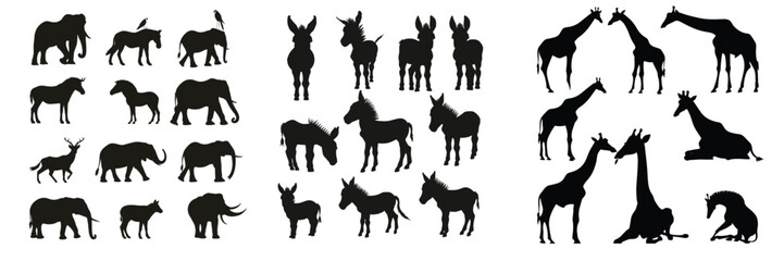 Obraz premium set of 30 farm animal silhouette icons isolated on white background