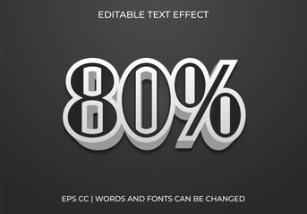 Editable 80% Off Text Effect – Bold 3D Typography for Discount Promotions