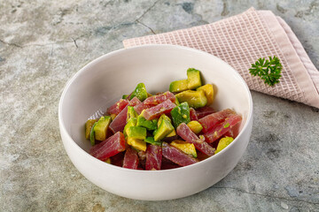 Delicous tuna with avocado salad