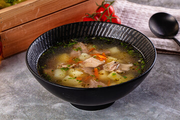Chicken homemade soup with potato