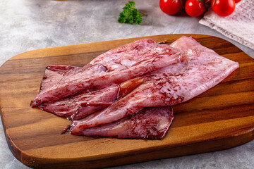 Raw fresh calamari for cooking