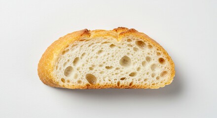 Slice of crusty artisan bread with a light crumb and golden brown crust.