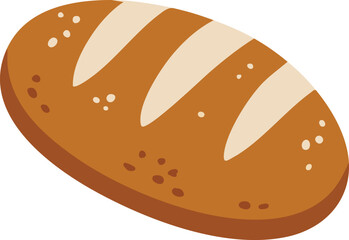 Crusty oval bread loaf with diagonal slashes