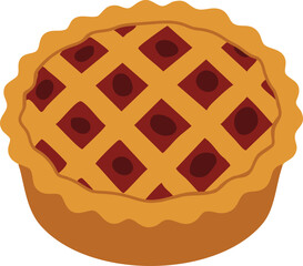 Golden lattice fruit pie in round dish