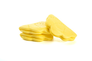 Handmade Yellow Bicolor Sandwich Cookies with Ruffled Edges Gourmet Food Photography