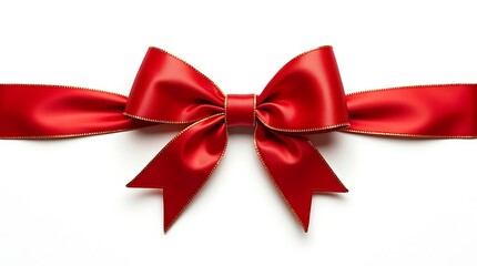 Fototapeta premium Elegant Red Bow with Gold Accents on White Background 