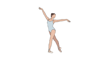 Elegant ballet dancer showcasing fluidity and grace in a poised pose, expressing the beauty of movement and control with artistic lineworks