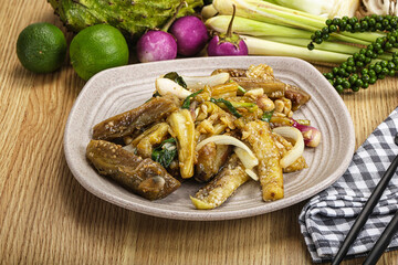 Roasted Thai eggplant with onion