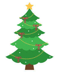 ribbon christmas tree season holiday xmas illustration clipart