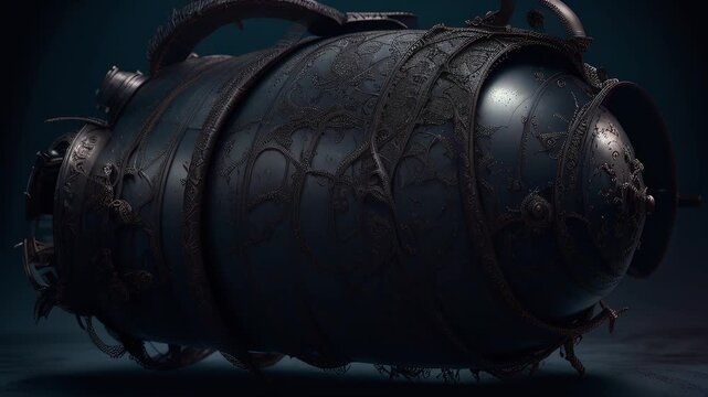 Steampunk Style Detailed Metal Object with Intricate Designs and Dark Shadows, a Mechanical touch. Infinite seamless loop, perfect loop. Morphing Video.