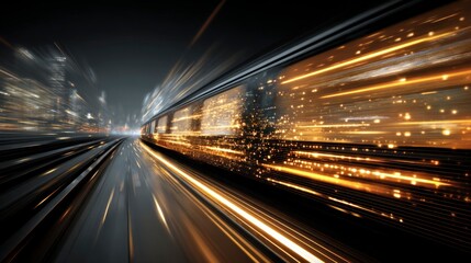High speed train city night view