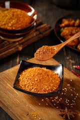 Chinese Hot Pot Spice Base - Traditional Sichuan Guizhou Seasoning Blend in Wooden Bowls