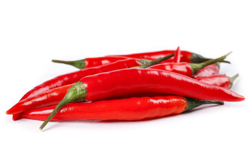 Fresh Red Chili Peppers Isolated on White Background