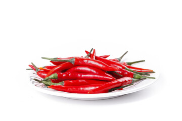 Fresh Red Hot Chili Peppers on White Plate - Spicy Cooking Ingredients