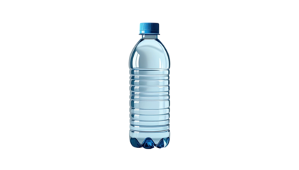 Clear plastic water bottle with blue cap (3)
