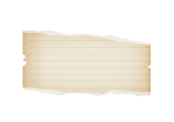 Illustration of torn vintage paper strip with ruled lines and a horizontal line, isolated on transparent background on transparent background