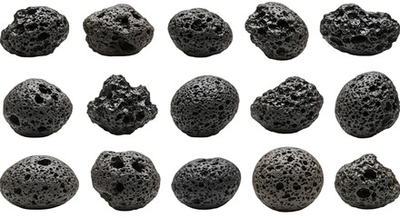 Textured Dark Grey Porous Stones and Abstract Geological Forms © mastyo