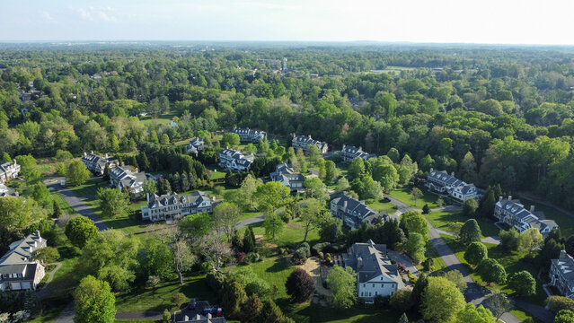 Aerial view of a residential community in Greenville, suburb of Wilmington, Delaware