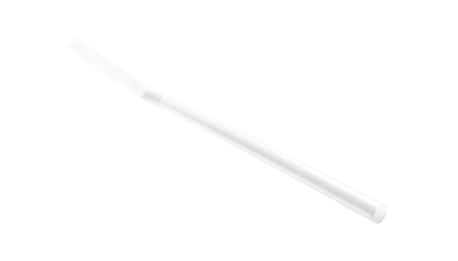 A simple, white drinking straw angled diagonally across the image