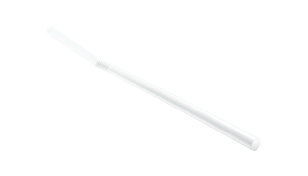 A simple, white drinking straw angled diagonally across the image
