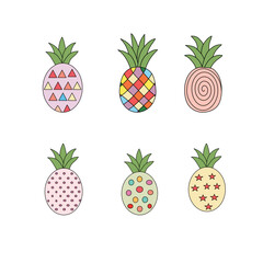 Pineapple Vector Bundle Set. Tropical Pineapple Fruit Pack Illustration. Decorative Pineapple Collection Vector. Exotic Pineapple Ornament Bundle. Colorful Pineapple Fruit Pack Vector
