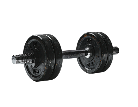 Black rusted dumbbells on a black background