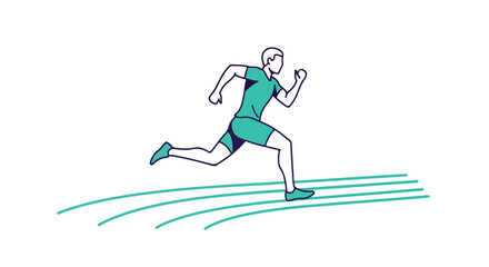 Fototapeta premium Dynamic linear illustration of a runner sprinting, symbolizing athleticism and motion in sports activities, with a focus on fitness and competition