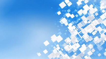 Abstract background with scattered white squares fading from top-left blue gradient to a dense cluster