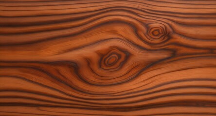 Obraz premium Detailed close-up view of a rich, warm-toned wood grain with intricate patterns and a prominent knot.