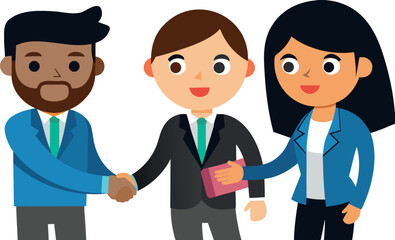 Business Team Cartoon, Teamwork Illustration Clipart, Office People Vector, Cartoon Partnership Graphic, Corporate Team Characters, Cartoon Business Colleagues, Office Worker Illustration, Professiona