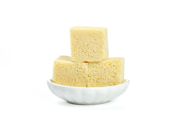 Frozen Tofu Cubes in White Bowl - Healthy Plant-Based Protein Ingredient