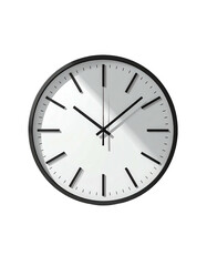 Simple, round clock with black frame and white face